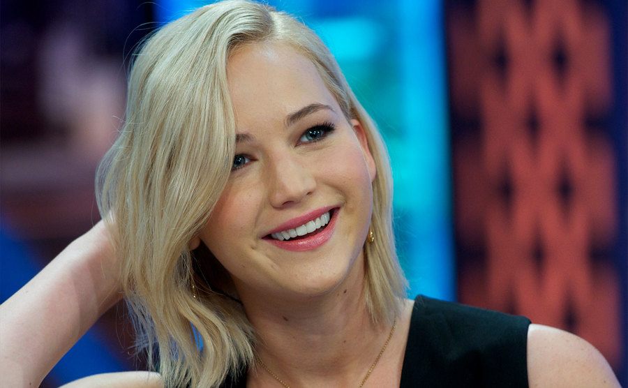 Jennifer Lawrence takes part in an interview. 