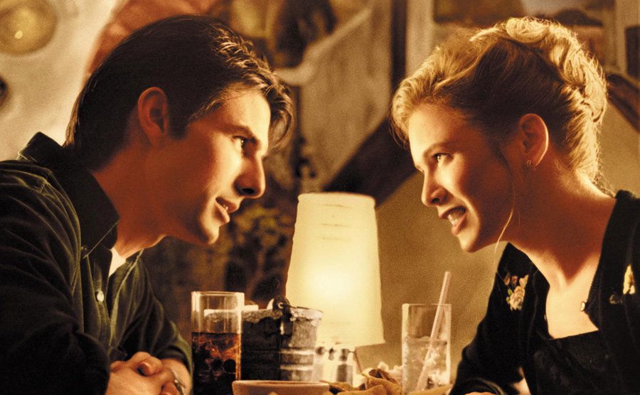 A still of Cruise and Zellweger, staring into each other’s eyes.