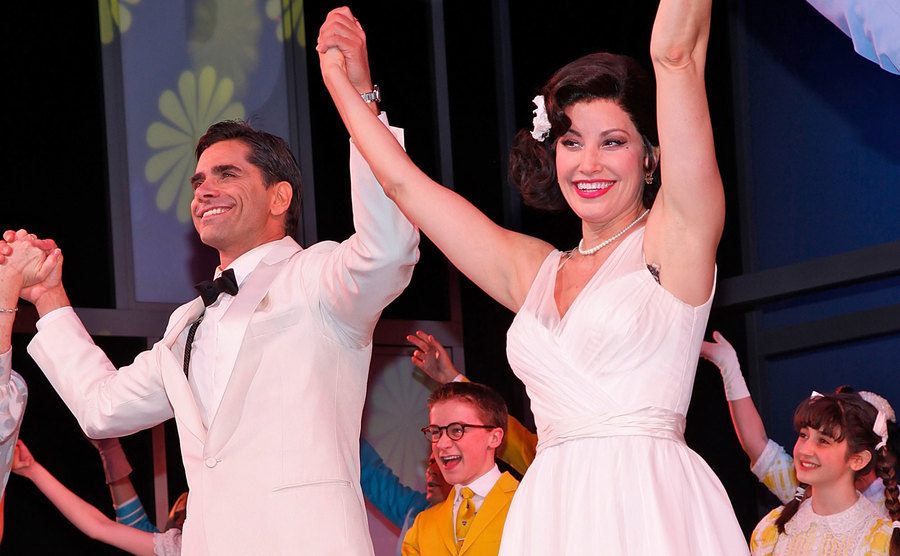 A photo of Stamos on stage at the end of the musical.