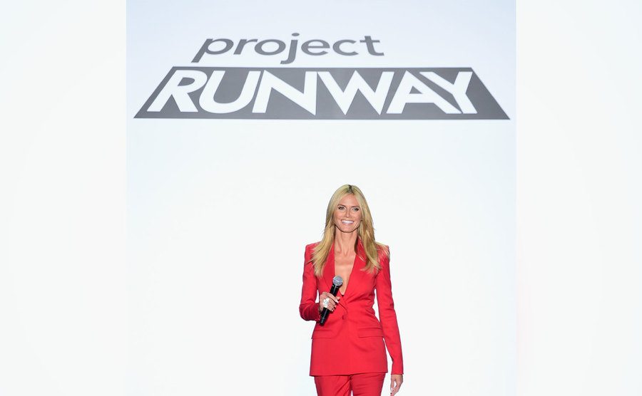Heidi Klum walks the runway at the Project Runway fashion show. 