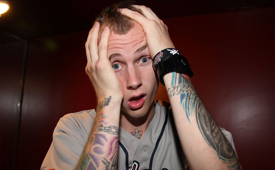 Machine Gun Kelly poses backstage at the start of his career. 