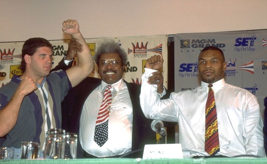 A photo of Tyson during a press conference.