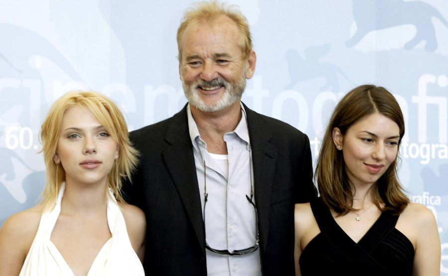 Scarlett Johansson, Bill Murray, and Sofia Coppola pose for the press.
