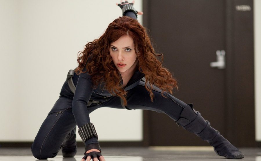 Johansson as Black Widow in a promotional still.