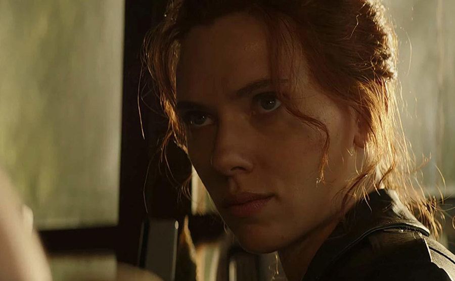 A still of Johansson in Black Widow.