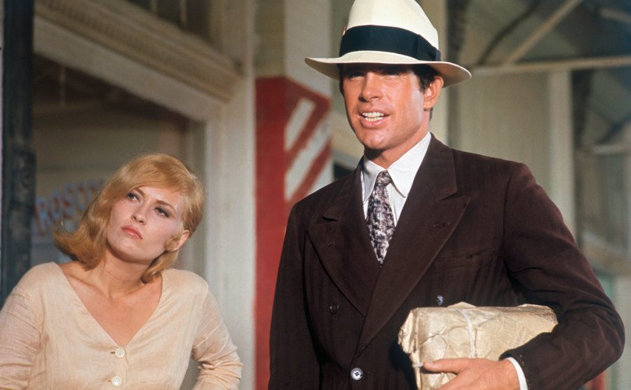 A scene from Bonnie and Clyde with Warren Beatty and Faye Dunaway.