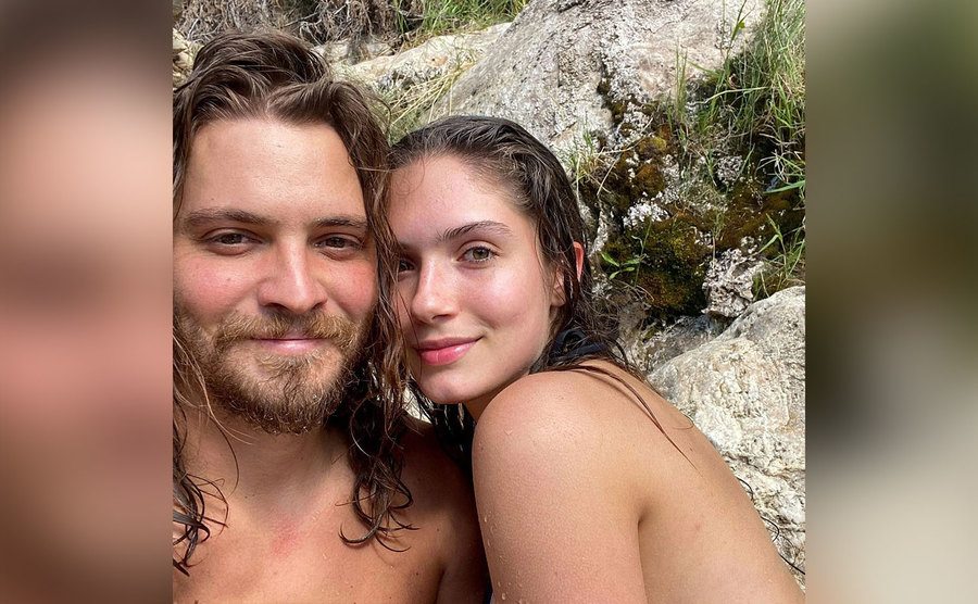 Luke Grimes takes a selfie with his wife, Bianca. 