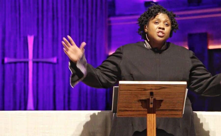 An image of Rev. Yolanda Norton during a sermon.