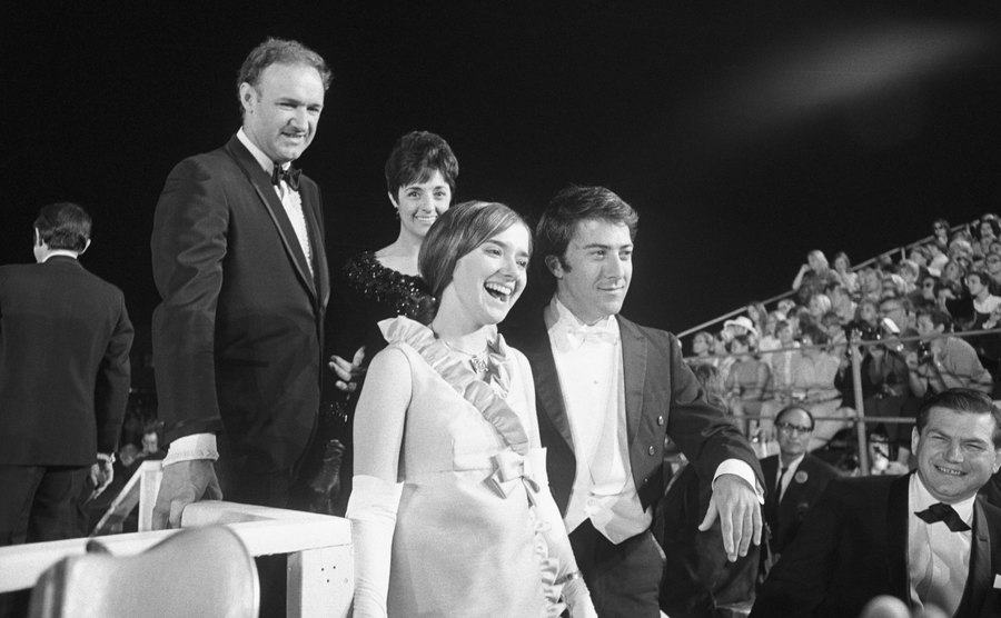 A dated photo of Hackman and Hoffman at the Academy Awards.