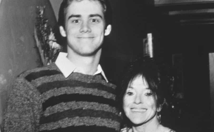 A dated photo of Jim Carrey and Mitzi Shore.