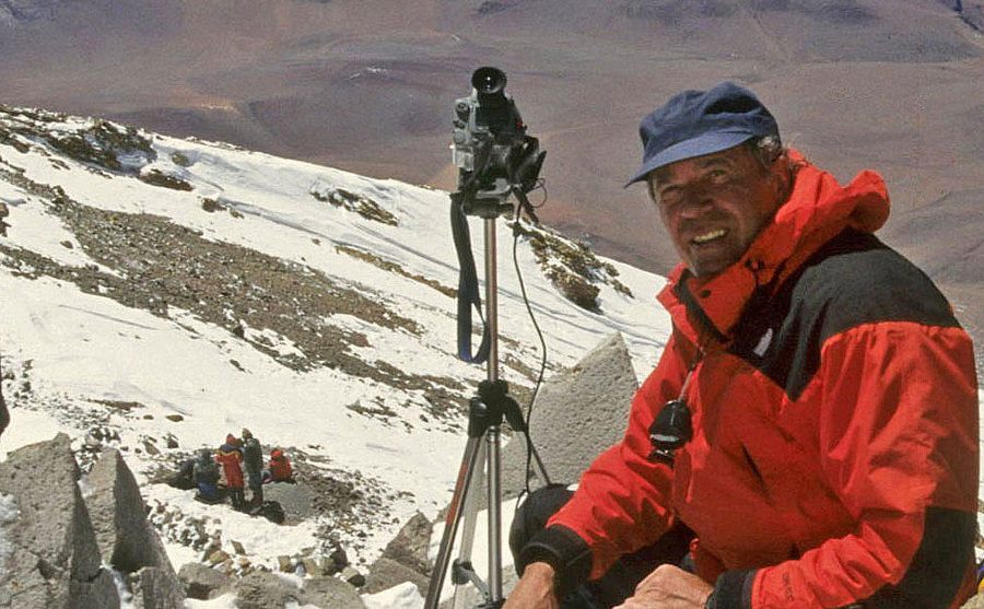 Johan filming on summit of Llullaillaco volcano. 