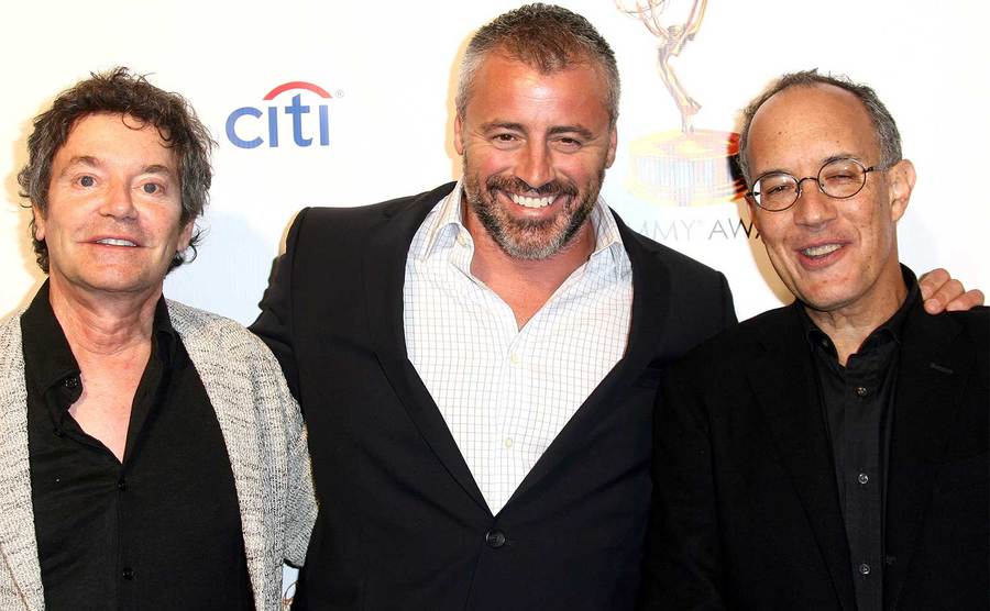 Jeffrey Klarik, Matt LeBlanc and David Crane attend the 65th Emmy Awards. 