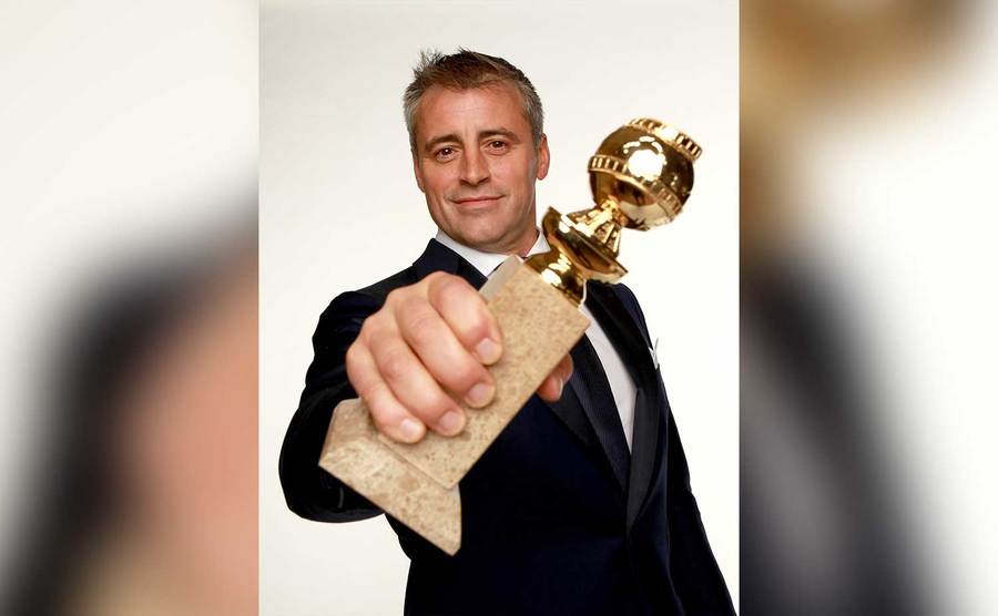 LeBlanc poses with his Golden Globe Award. 