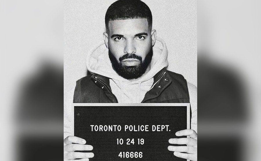 A mugshot of Drake. 