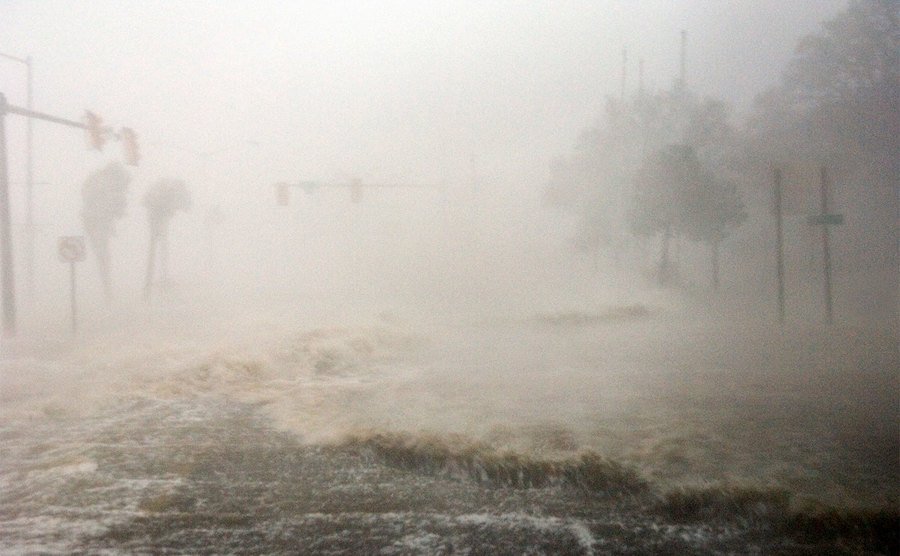 Hurricane Katrina roars into Gulfport, Mississippi.