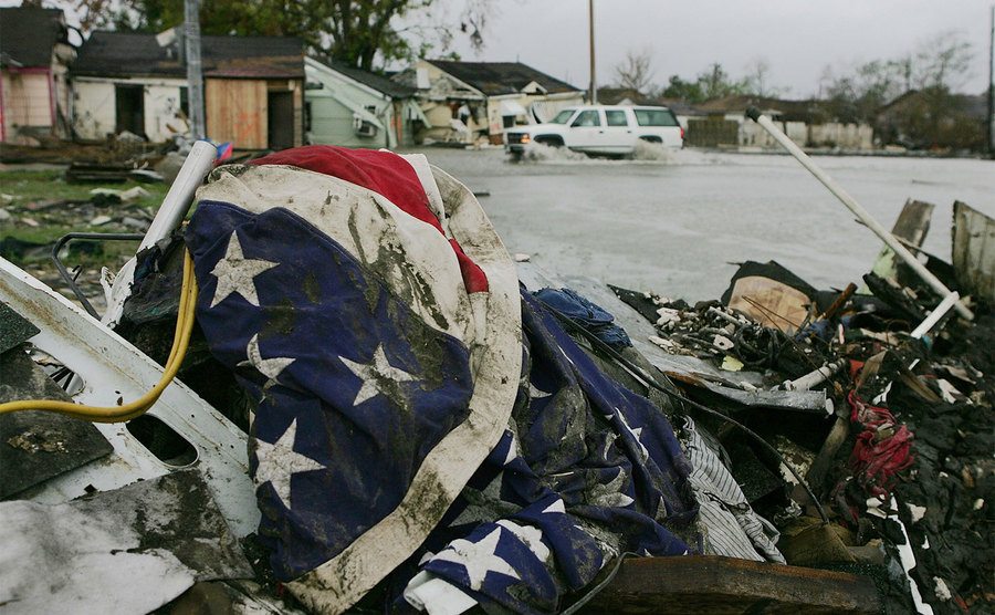 The wreckage left after hurricane Katrina. 