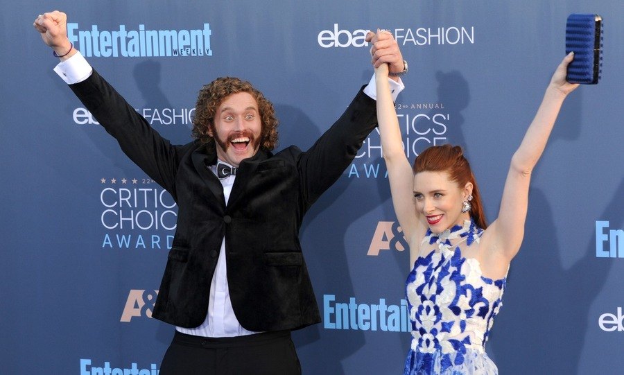 Actor T.J. Miller and Kate Gorney arrive at The 22nd Annual Critics' Choice Awards