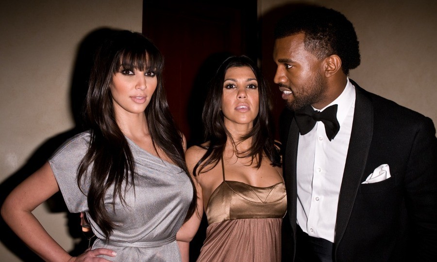 Kim Kardashian, Kourtney Kardashian and Kanye West
